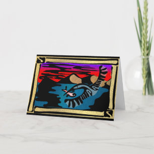 Crane digitale Holzschnitttkarte Karte