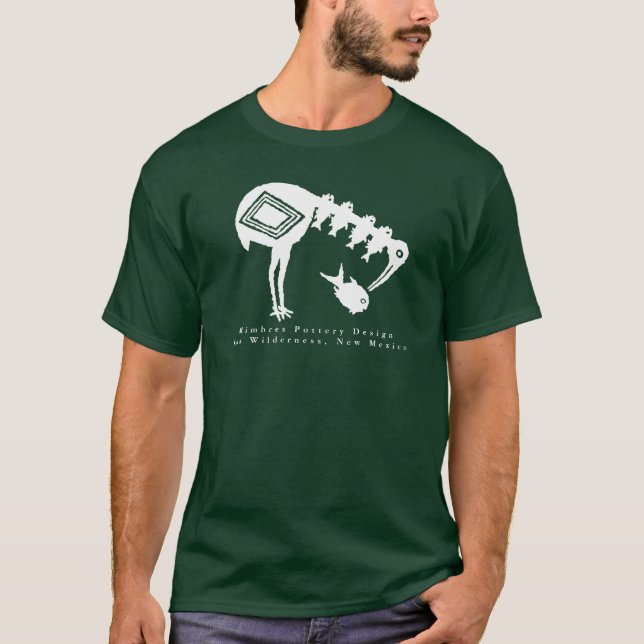 Crane Eating Fish - Mimbres Pottery Design T - Shi T-Shirt (Vorderseite)