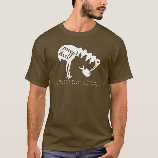 Crane Eating Fish - Mimbres Pottery Design T - Shi T-Shirt (Vorderseite)