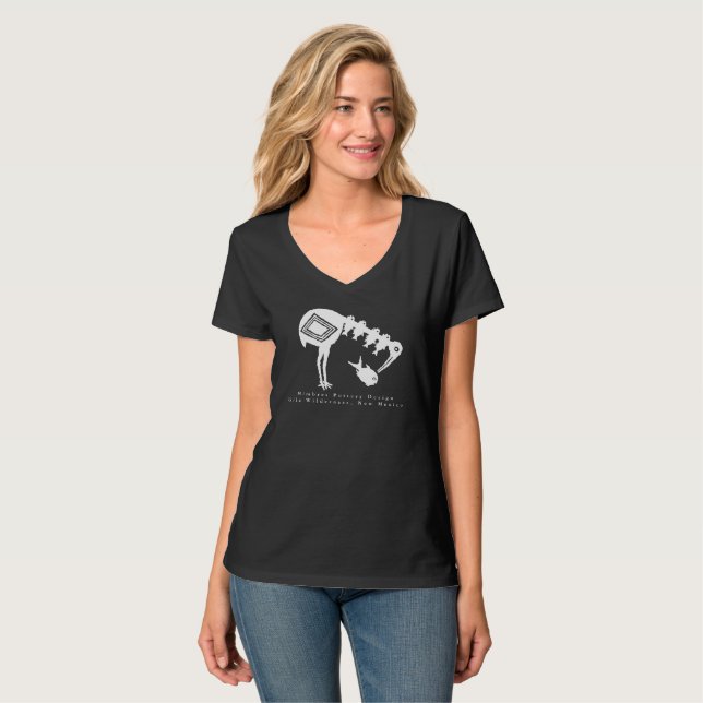 Crane Eating Fish - Mimbres Pottery Design T - Shi T-Shirt (Vorderseite Vollansicht)
