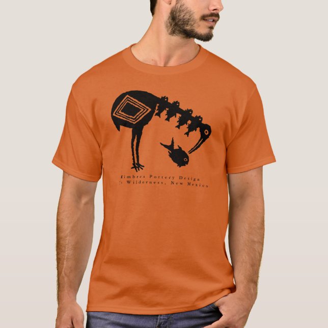 Crane Eating Fish - Mimbres Pottery Design T - Shi T-Shirt (Vorderseite)