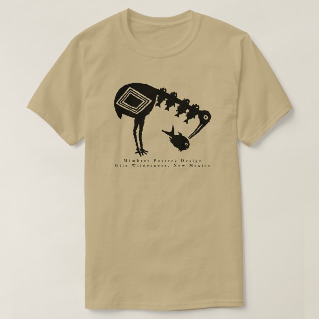 Crane Eating Fish - Mimbres Pottery Design T - Shi T-Shirt (Design vorne)