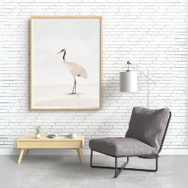 Crane Minimalist Aesthetic White Beige B-2 Poster