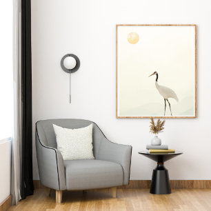 Crane Minimalistische Ästhetik Weißbeige A-3 Poster