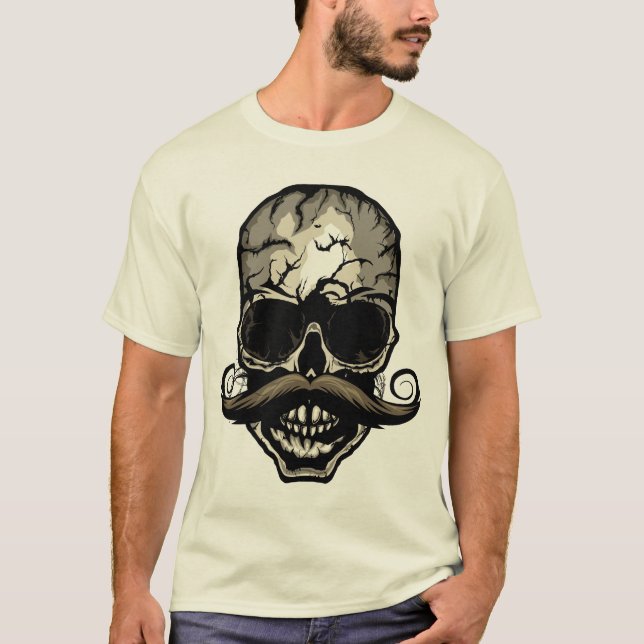 crane_moustache_hipster_kopf_de_mort_skull_2901_Q T-Shirt (Vorderseite)