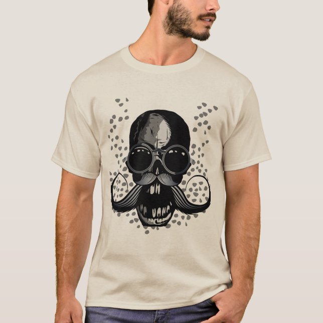 crane_moustache_moustachu_tete_de_mort_lun_ron T-Shirt (Vorderseite)