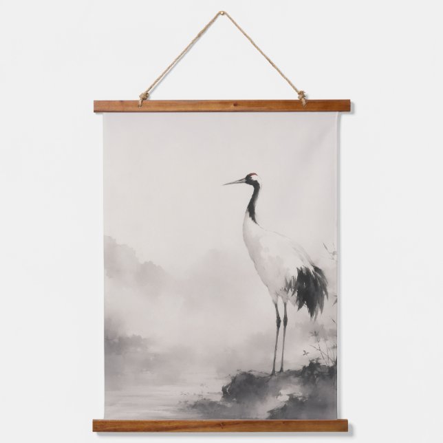 Crane of Silence Wandteppich Mit Holzrahmen (Vorderseite)