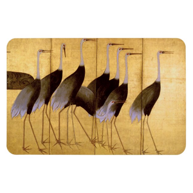 Crane, Ogata Korin, japanische Kunst Magnet (Horizontal)