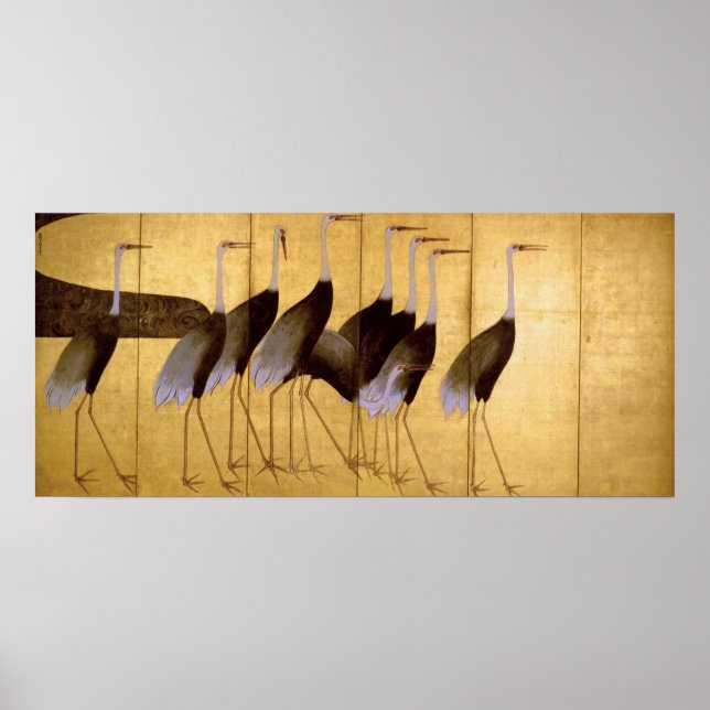 Crane, Ogata Korin, japanische Kunst Poster (Vorne)