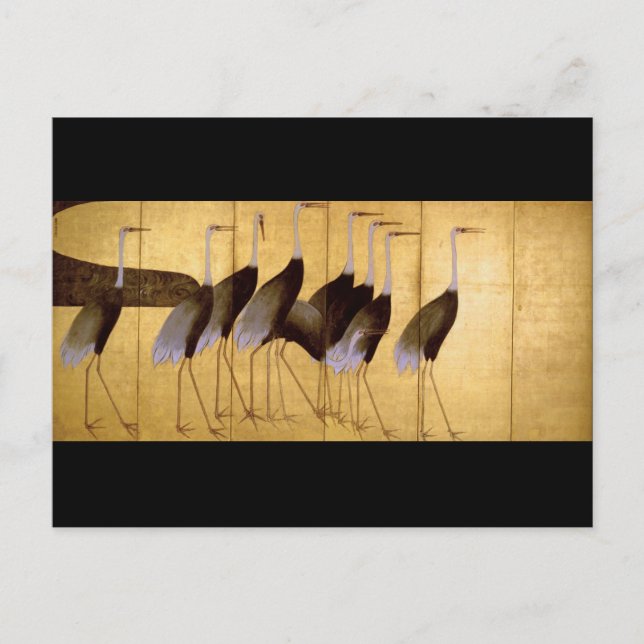 Crane, Ogata Korin, japanische Kunst Postkarte (Vorderseite)