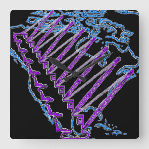 CRANE OPERATOR US MAP NEON SEHEN CRAWLER CRANE QUADRATISCHE WANDUHR