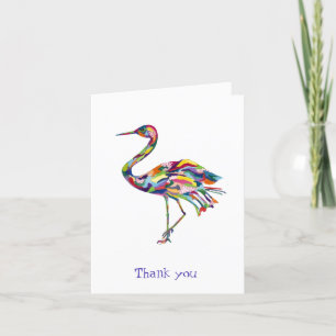 Crane Original Watercolor Whimsical Dankeskarte