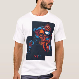 🔥 Crâne rouge artistique – Design de feu 🔥 T-Shirt