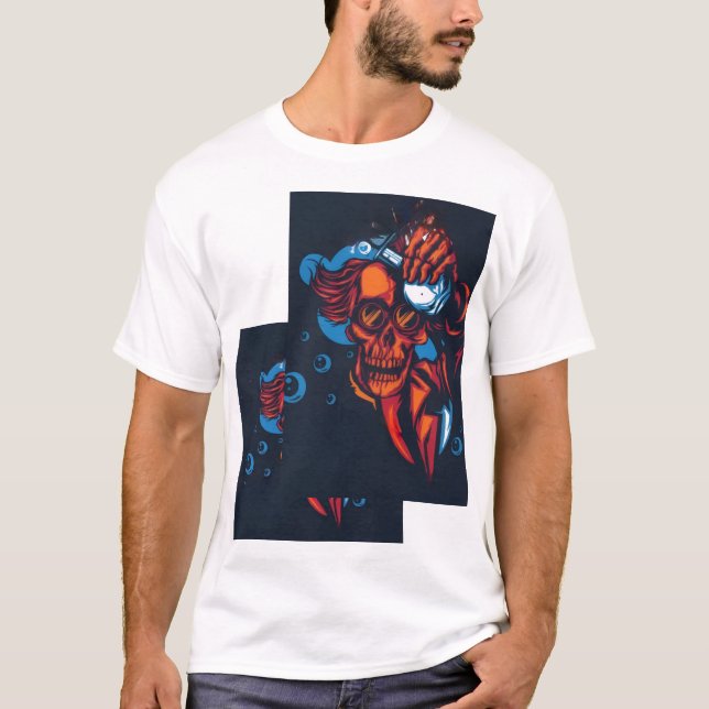🔥 Crâne rouge artistique – Design de feu 🔥 T-Shirt (Vorderseite)