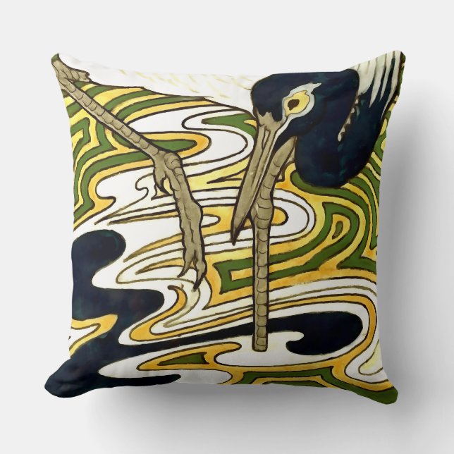 Crane Tile aus Kranich und Kolumbus aus dem 19. Ja Kissen (Vorderseite)