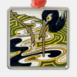 Crane Tile aus Kranich und Kolumbus aus dem 19. Ja Ornament Aus Metall
