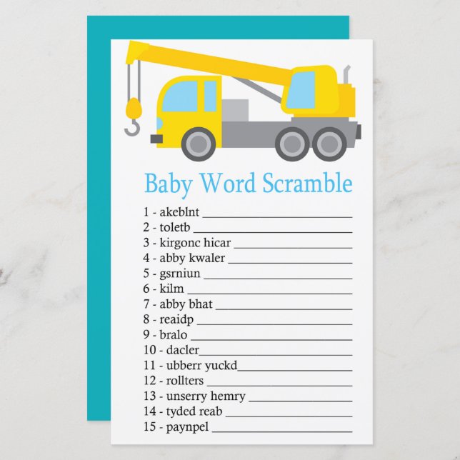 Crane Truck Baby Wortspiel (Vorne/Hinten)