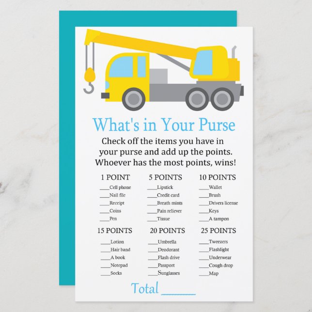 Crane Truck Was ist in deinem Handyspiel Babydusch (Vorne/Hinten)