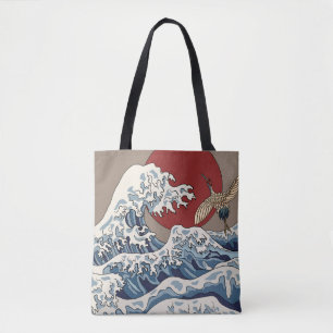Crane und japanische Wave Illustration Traditionel