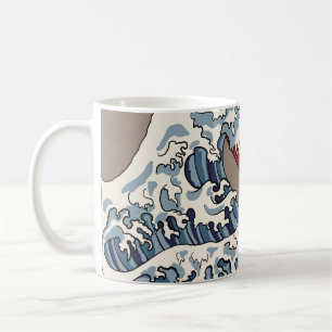Crane und japanische Wave Illustration Traditionel Kaffeetasse