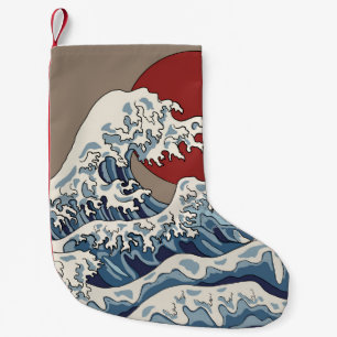 Crane und japanische Wave Illustration Traditionel Kleiner Weihnachtsstrumpf