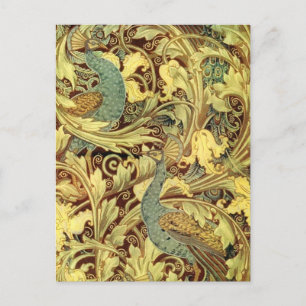 Cranes Art Nouveau Peacock Garden Postkarte