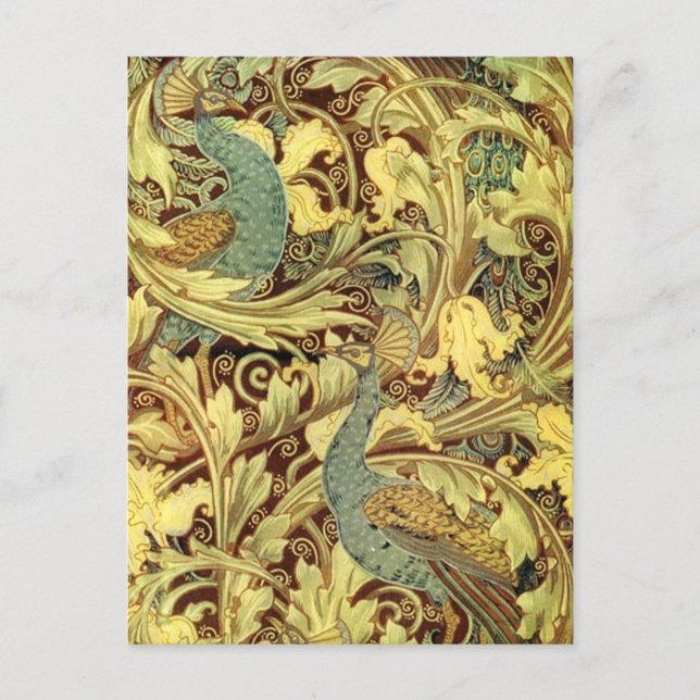 Cranes Art Nouveau Peacock Garden Postkarte (Vorderseite)