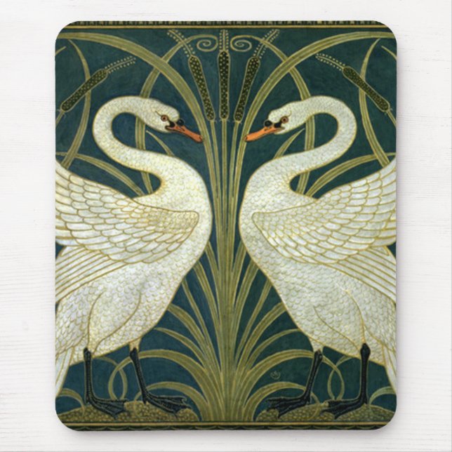 Cranes Art Nouveau Swans Mousepad (Vorne)