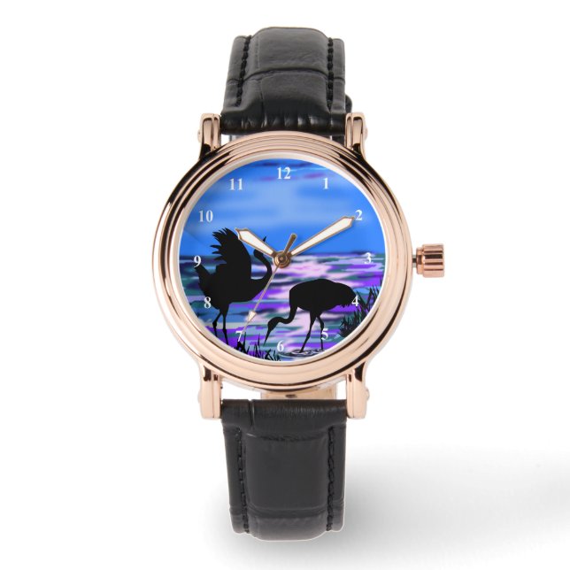 Cranes Bird Watch Armbanduhr (Vorderseite)