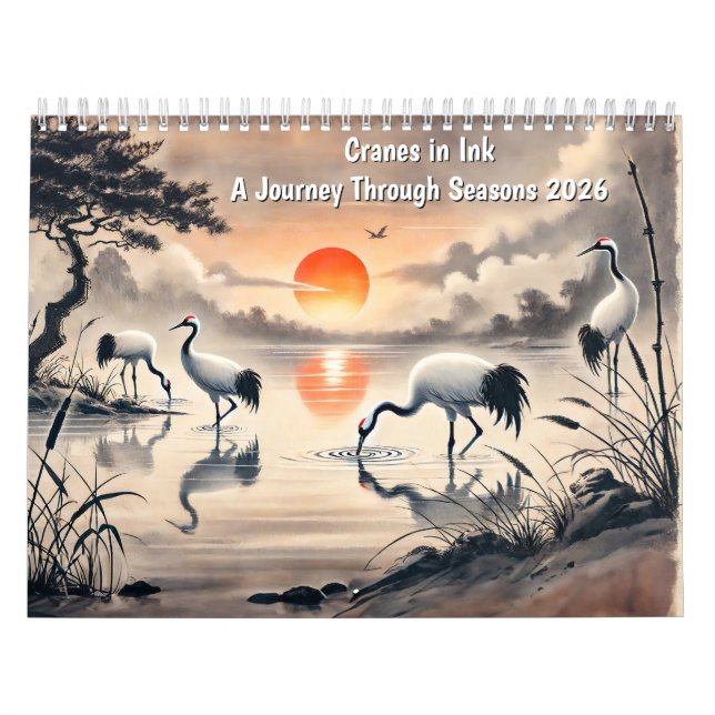 Cranes in Ink – A Journey Through Seasons 2026 Kalender (Titelbild)