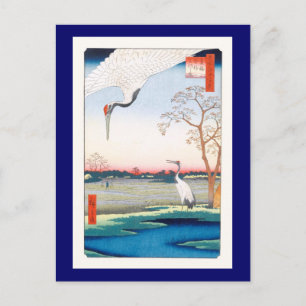 Cranes Minowa Kanasugi Mikawashima Hiroshige Fine Postkarte