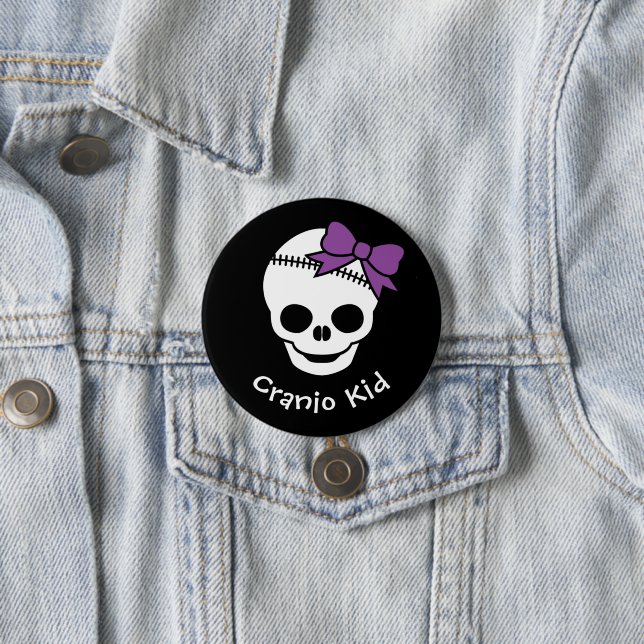 Cranio Kid Girl Skull mit Lila Bowtie Button (Beispiel)