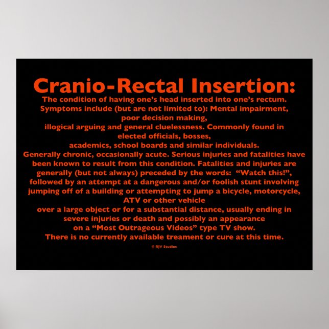 Cranio-Rectal Insertionspopster Poster (Vorne)