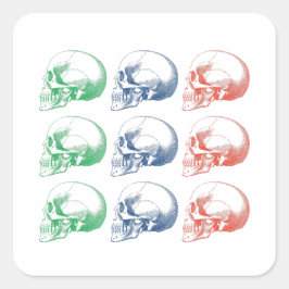 Crânios multicoloridos. Cabeças em cores RGB. Quadratischer Aufkleber