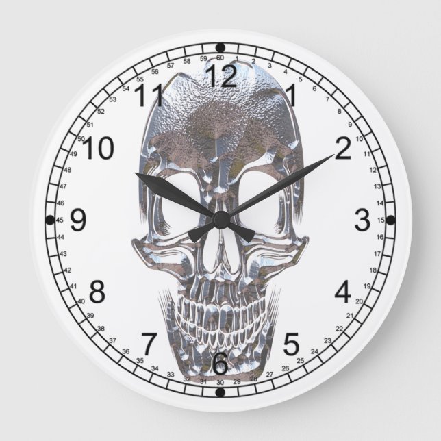 Cranium Sound Ghost Skull Große Wanduhr (Vorderseite)