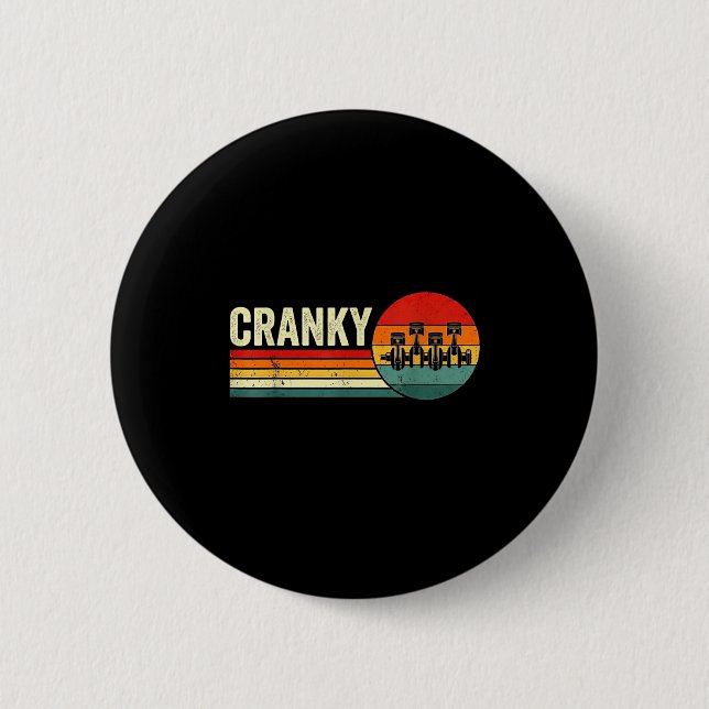 Cranky Car Engine Crankshaft Fathers Day Dad Men H Button (Vorderseite)