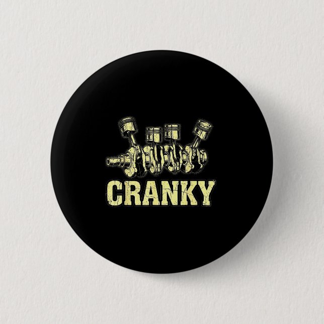 Cranky Car Engine Crankshaft Fathers Day Dad Men H Button (Vorderseite)