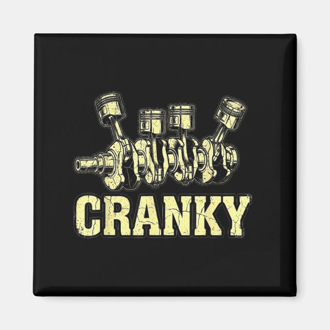 Cranky Car Engine Crankshaft Fathers Day Dad Men H Magnet (Vorne)