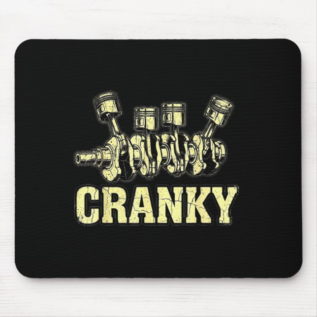 Cranky Car Engine Crankshaft Fathers Day Dad Men H Mousepad (Vorne)