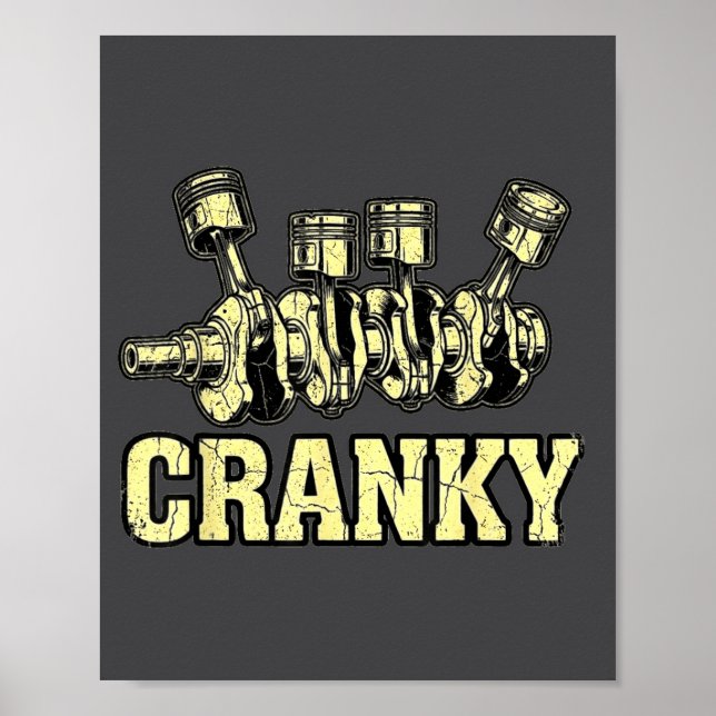 Cranky Car Engine Crankshaft Fathers Day Dad Men H Poster (Vorne)