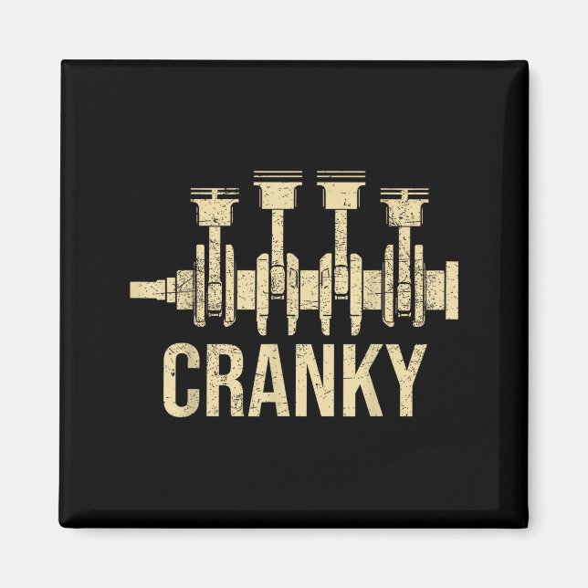 Cranky Car Engine Crankshaft Lover Mechanics Fathe Magnet (Vorne)
