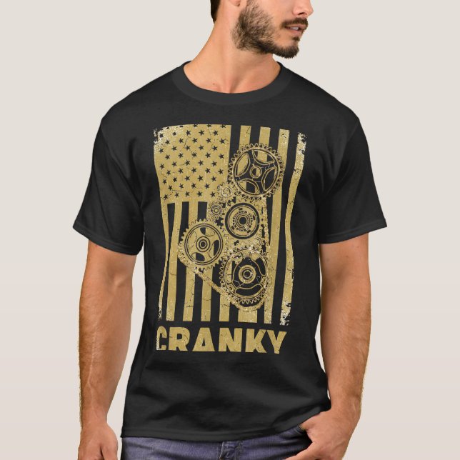 Cranky Car Engine Crankshaft Lover Mechanics Fathe T-Shirt (Vorderseite)