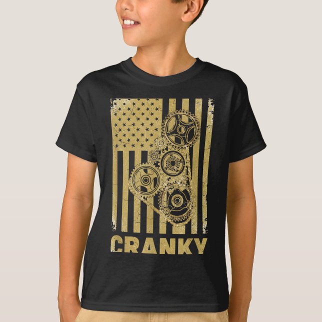 Cranky Car Engine Crankshaft Lover Mechanics Fathe T-Shirt (Vorderseite)