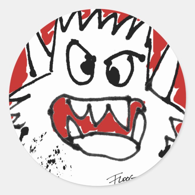 Cranky Cartoon Monster Sticker (Vorderseite)