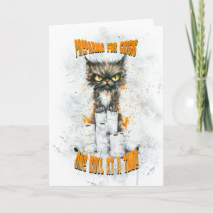 Cranky Cat Hoarding for a Crisis Dankeskarte