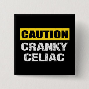 Cranky Celiac Warning Sign Spaß Button
