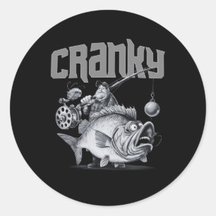Cranky Fishing Lustige Ideen T-Shirt Für Angeln - Runder Aufkleber