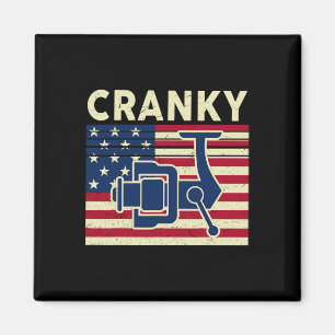 Cranky Fishing-Shirt 4. Juli USA-Flagge Lustig B  Magnet
