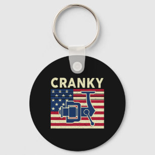 Cranky Fishing-Shirt 4. Juli USA-Flagge Lustig B Schlüsselanhänger