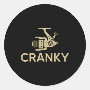 Cranky Fishing Shirts Vintag Fisherman Fathers Da Runder Aufkleber